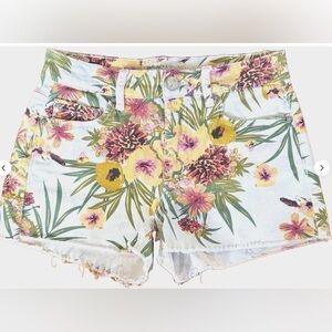 Banjara Floral Denim Cutoff Shorts Women’s Size 26 Anthropologie Style
